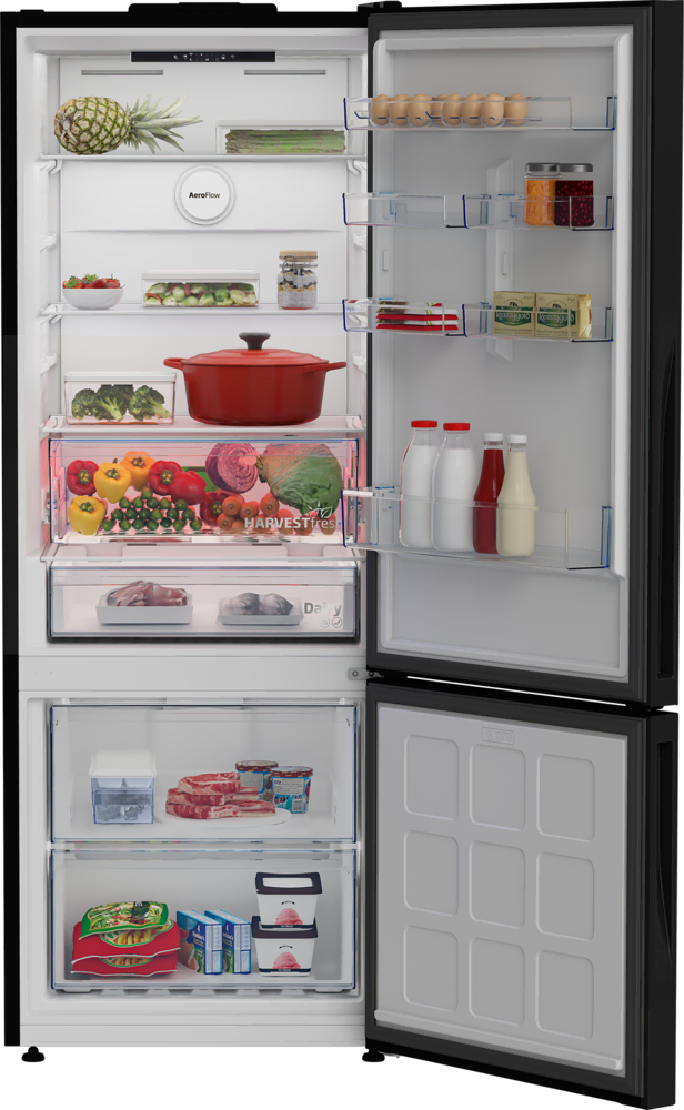 670475 IESC AI  Siyah Cam Yapay Zeka Teknolojili Alttan Donduruculu Buzdolabı