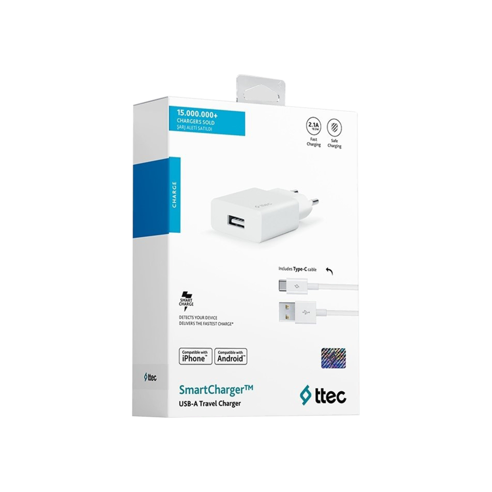 Ttec 2SCS20CB SmartCharger 2A+Type-C Kab Şarj Cihazları