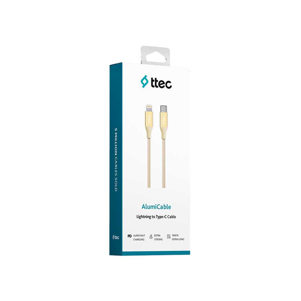 Ttec AlumiCable Typec-Lightng Kablo Gold Şarj Kabloları