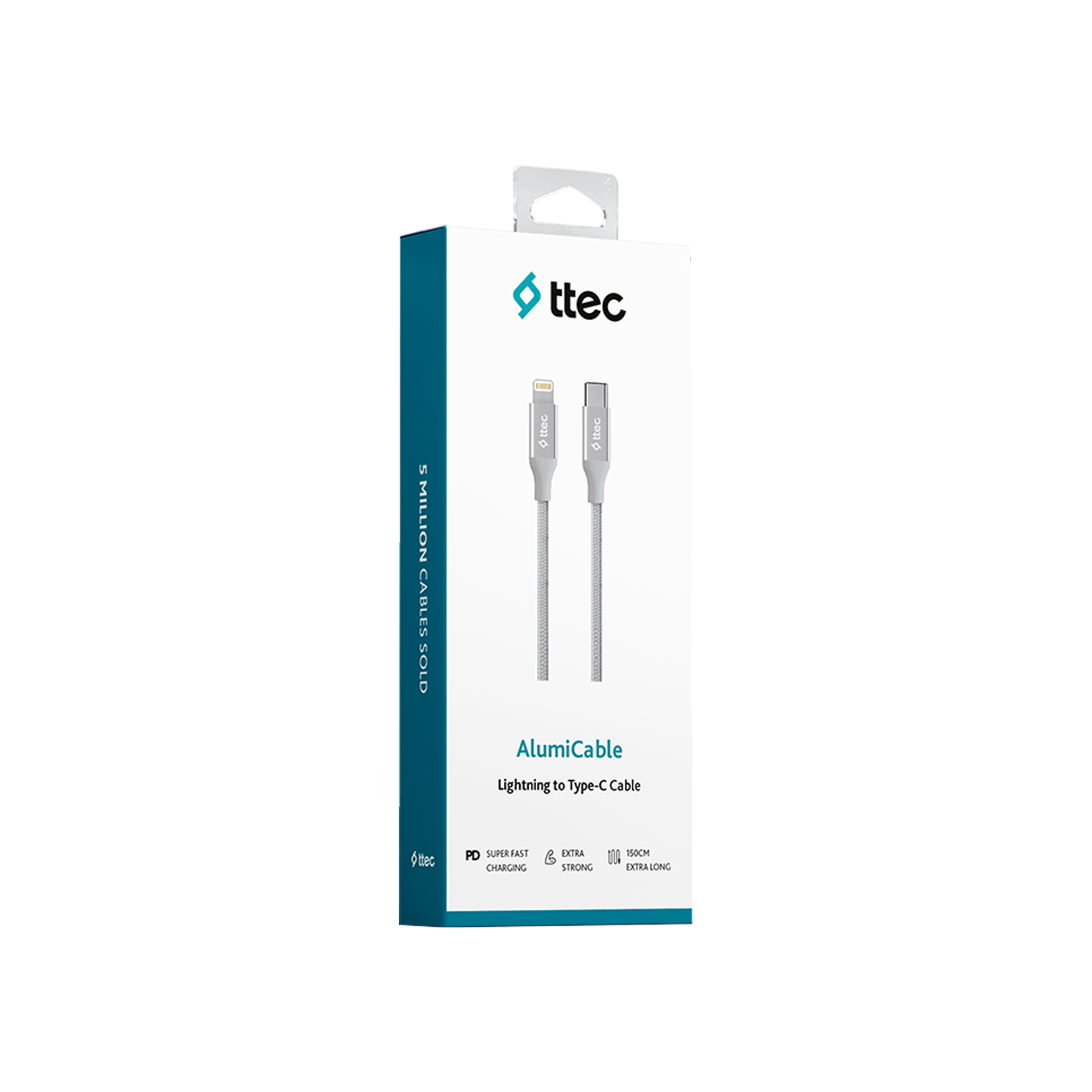 TtecAlumiCable Typec-Lightng KabloGümüş Şarj Kabloları