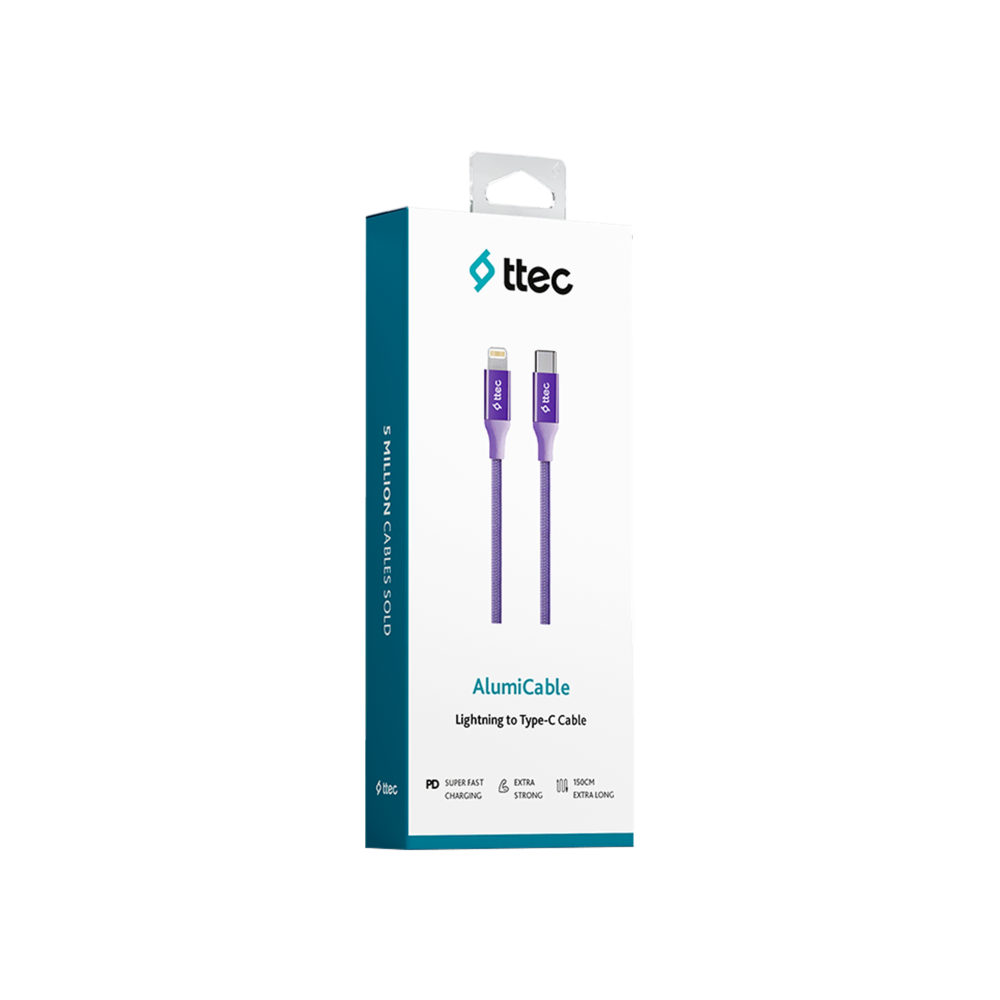 Ttec AlumiCable Typec-Lightng Kablo Mor Şarj Kabloları