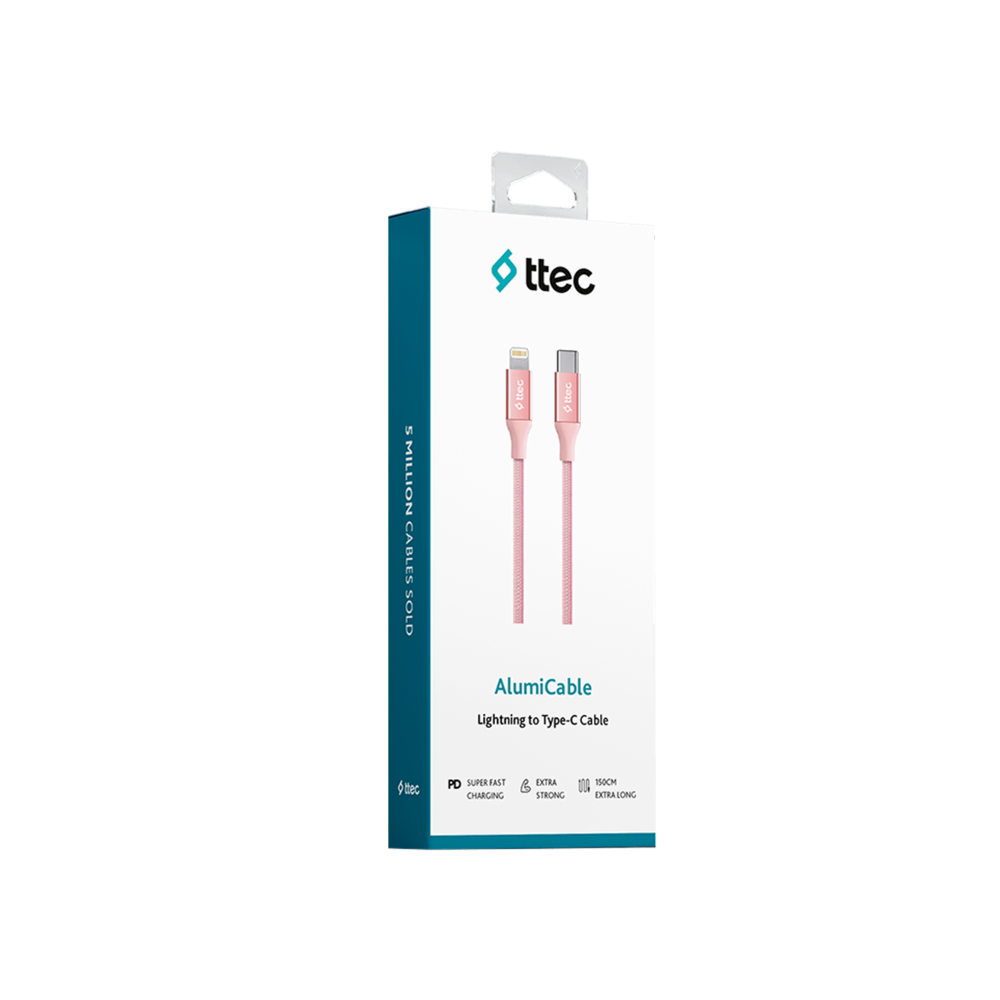 Ttec AlumiCable Typec-Lightng Kablo Roze Şarj Kabloları
