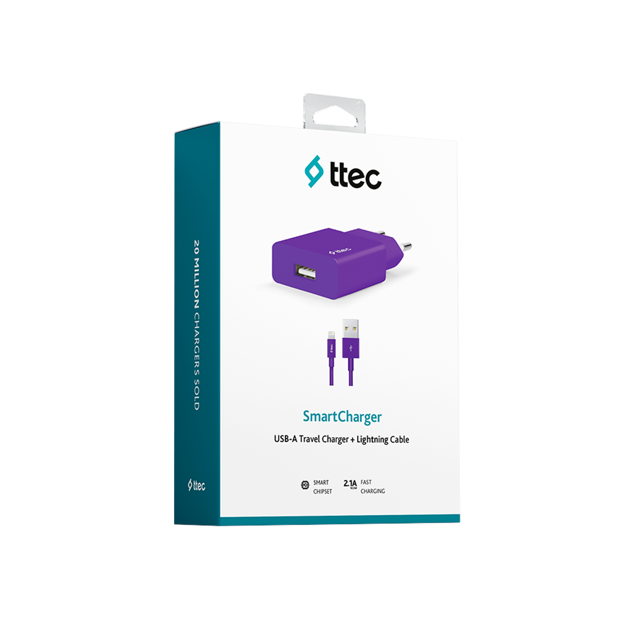 Ttec SmartCharger Adaptör+Lightng Mor Şarj Cihazları