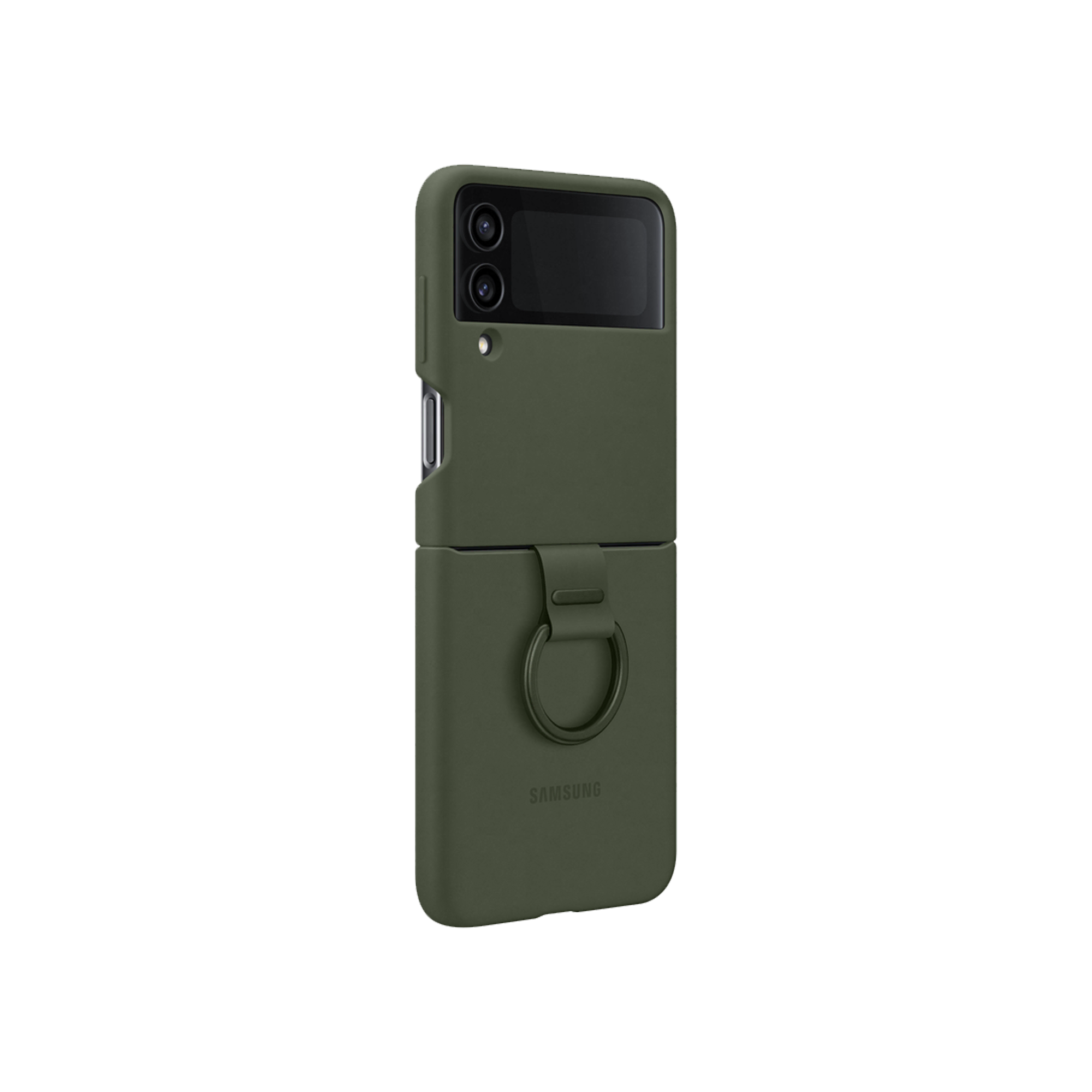 Samsung GalaxyZ Flip4 YüzüklüKılıf-Haki Telefon Kılıfı