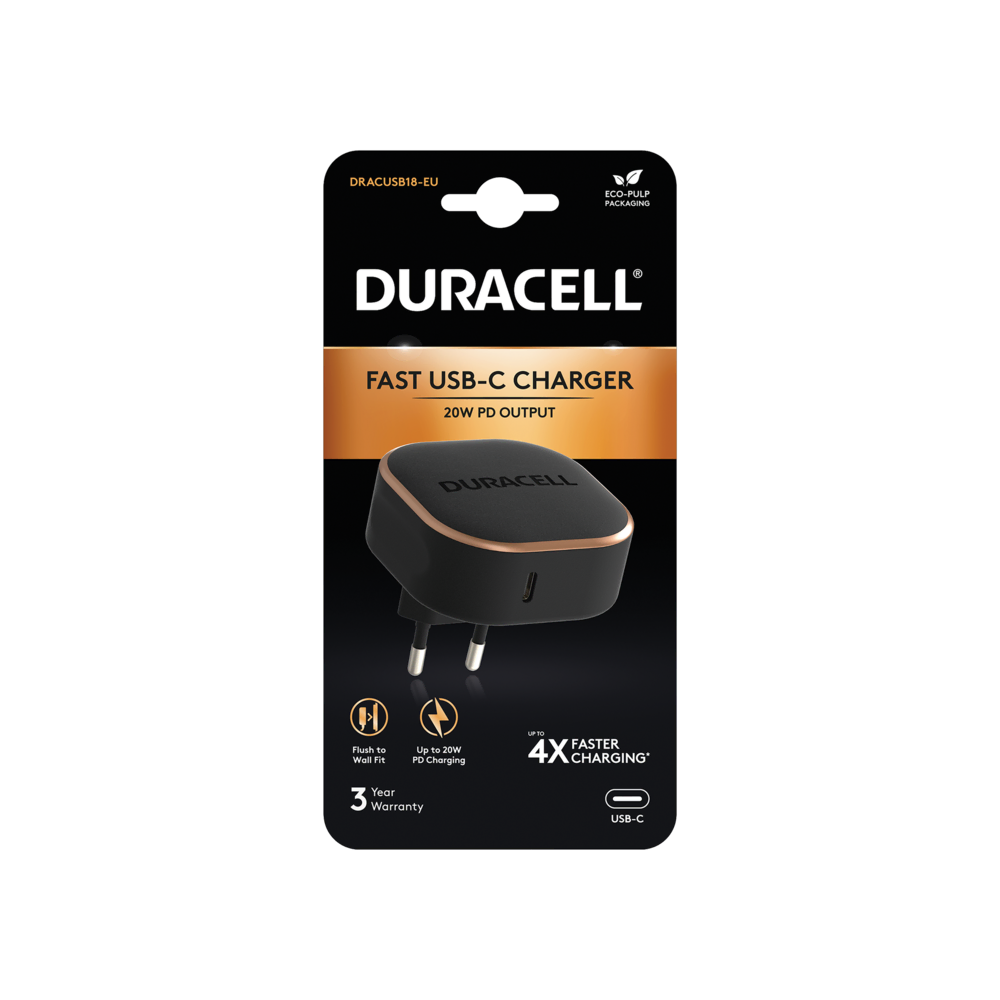 DURACELL WALL CHARGER 20W BLACK Şarj Cihazları