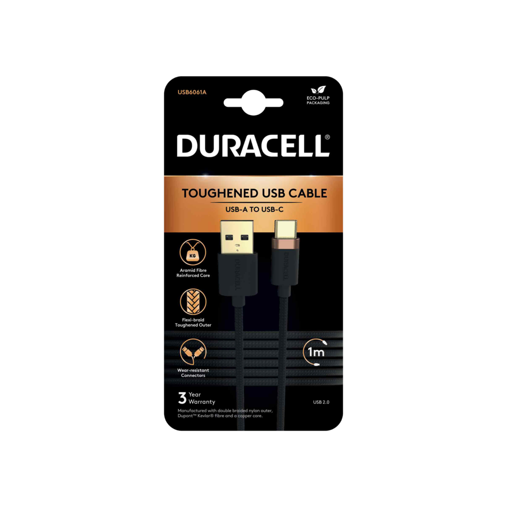 DURACELL 1M  CABLE BLACK USB A-C Şarj Kabloları