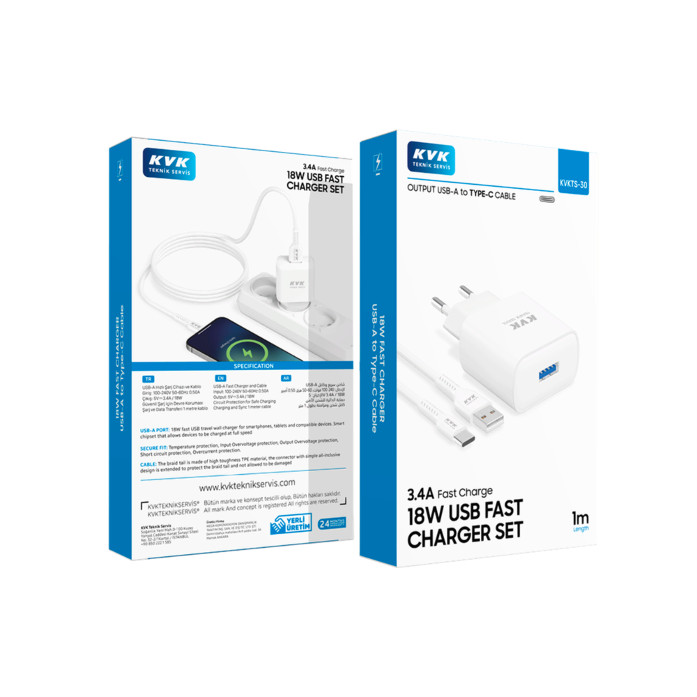 TYPE-C 3.4 SARJ SETI (ADAPTOR-KABLO) Şarj Cihazları
