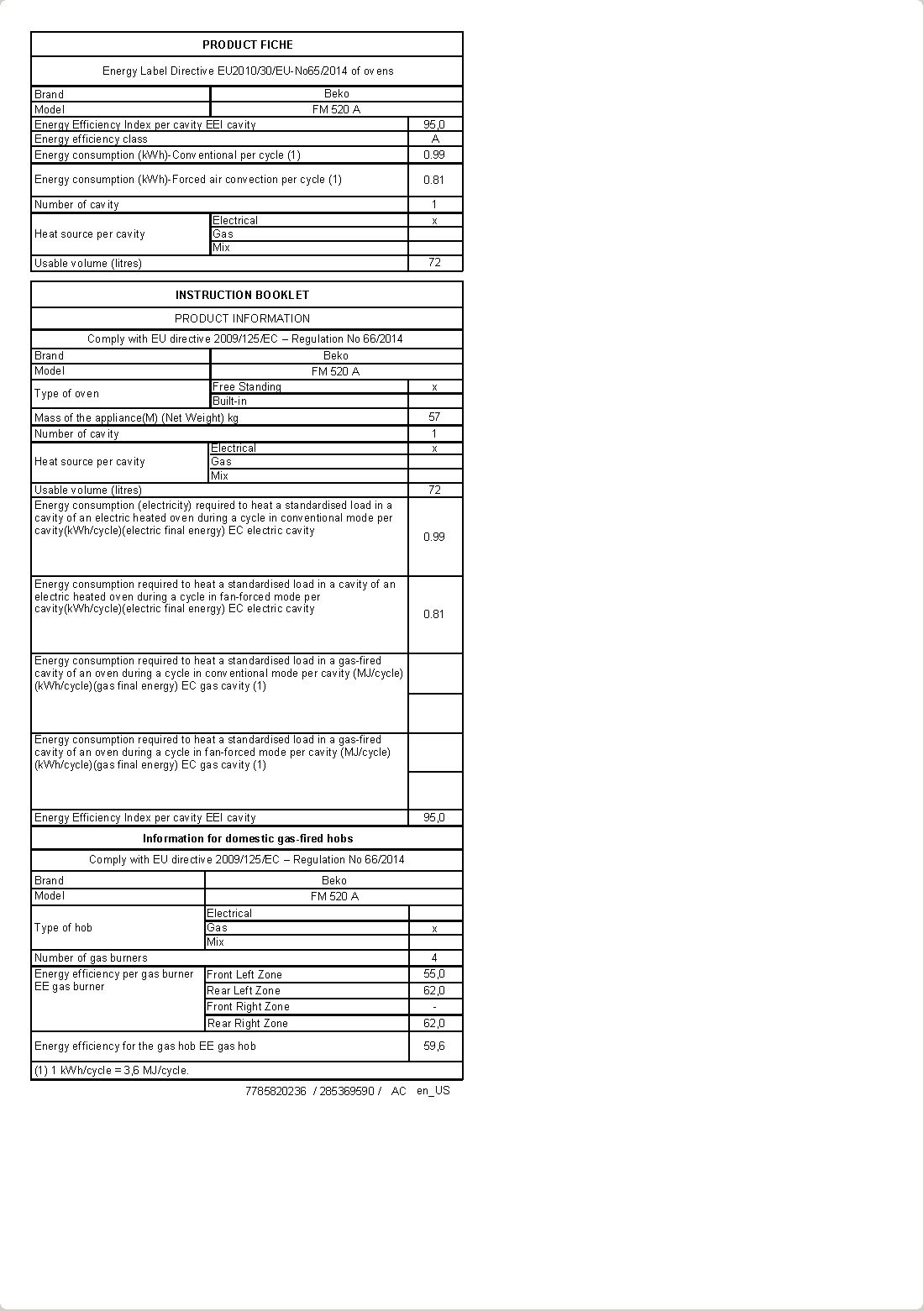 fm 520 a ocakli firin firin beyaz esya beko turkiye